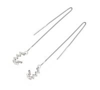 DEARMAMY 925 Sterling Silber Ohrclips Damen 2 Stück Stylische Ohrklemmen Lange Wellenform nicht Verformbar für Club und Anlass
