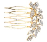 DEARMAMY Brauthaarnadel Strass Haarkamm aus Legierung Goldfarbener Hochzeits Haarschmuck für Damen Zarter Seitenkamm für Brautfrisur und Festliche Anlässe