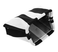 DEARMAMY Elegante Gestreifte Kosmetiktasche aus Stoff Tragbarer Kulturbeutel für Frauen Make Up Organizer für Reisen Handtasche mit Henkel