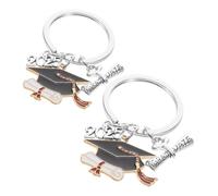 DEARMAMY Inspirierende Schlüsselanhänger Zum Schulabschluss 2 Stück Buchkappen-schlüsselring -schlüsselbund Für Die Abschlusssaison