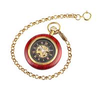 DEARMAMY Mechanische Taschenuhr Mit Holzmaserung Ring Mit Deckel Herrenuhren Kordelzug Fensterband Aufkleber Basis Steampunk Uhr Essgeschirr Snackbehälter Dekoration