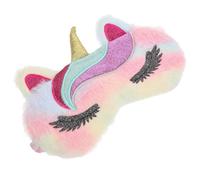 DEARMAMY Niedliche Einhorn Schlafmaske aus Plüsch Weiche Lichtblockierende Augenabdeckung mit Elastischem Band für Reisen Hotel Mittagspause Komfortable Verstellbare Schlafmaske für