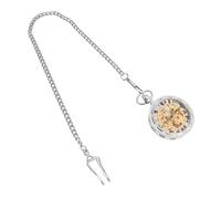 DEARMAMY Vintage Taschenuhr Silber aus Legierung mit Mechanischem Handaufzug und Durchbrochenem Design Dekorative und Einfach Ablesbare Mechanische Herrenuhr