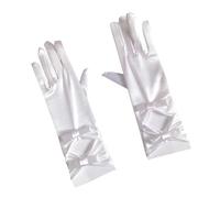 DEARMAMY Weisse Brauthandschuhe Damen Satin Hochzeitshandschuhe Mit Schleife Stretch Fäustlinge Für Hochzeitsfeiern Und Besondere Anlässe