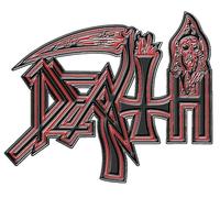 DEATH METALL PIN # 3 RED HUMAN LOGO ANSTECKER BADGE BUTTON 4,5x3,5cm