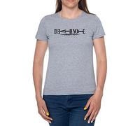 Death Note Horizontal T-Shirt Damen Kurzarm Grau Women Grey Tee S