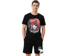 Death Note Pyjama Herren XS-XL, 2-Teilig Baumwolle Kurz Schlafanzug Set mit Kurzarm T-Shirt, Sommer Nachtwäsche, Anime Geschenke für Männer (XL, Schwarz Death Note)