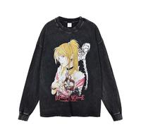 Death Note T-Shirt Anime Role Amane 3D T-Shirt Cartoon Washed-Out Old Style Kurzarm T Langarm Anime Spiel Lose Kurzarm Top