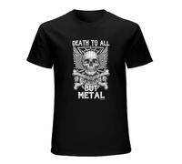 Death to All But Metal Heavy Metal Music Skull T-Shirt Graphic Top Mens Printed Tee T-Shirt Black L