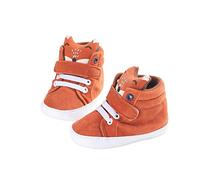 DEBAIJIA Kleinkind Schuhe Baby Mädchen Baumwolle Babyschuhe Sneakers weichen und rutschfesten Sohle Für 6-18 Monate Gummiband und Klettverschluss Slip-On Fox-Muster, Hsy04 Orange, 20 EU