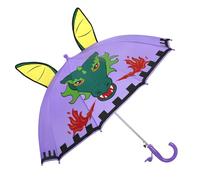decalsweet Regenschirm Kinder Stockschirm mit 3D Drache, Windsicher Robustheit Regen Regenschirm mit Einer Pfeife, Leicht Faltbarer Kinderschirm für Junge und Mädchen, Lila