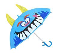 decalsweet Regenschirm Kinder Stockschirm mit 3D Seeungeheuer, Windsicher Robustheit Regen Regenschirm mit Einer Pfeife, Faltbarer Leicht Kinderschirm für Junge und Mädchen, Blau