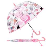 decalsweet Regenschirm Transparent, Windsicher Regenschirm Kinder Katze