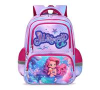 decalsweet Schulrucksack Teenager mit Brustgurt, 6-12 Jahre Lässig Kinderrucksack mit Reflexstreifen, Grosse Kapazität Leicht Rucksack Kinder, Kinderrucksack Mädchen für Schule Reise (Meerjungfrauen)