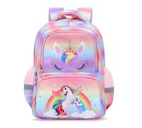 decalsweet Schulrucksack Teenager mit Brustgurt, 6-12 Jahre Lässig Kinderrucksack mit Reflexstreifen, Grosse Kapazität und Leicht Rucksack Kinder, Kinderrucksack Mädchen für Schule und Reise (Einhorn)