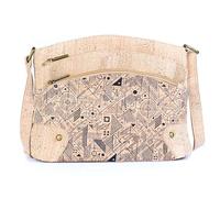 DeCarbonize Crossbody Handtasche aus Kork Veganleder Nachhaltig Damen Umhängetasche (3-Zip Abstrakt)