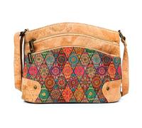 DeCarbonize Crossbody Handtasche aus Kork Veganleder Nachhaltig Damen Umhängetasche (Mosaic)