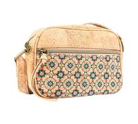 DeCarbonize Damen Crossbody Handtasche aus Kork Satteltasche Vegan Leder Nachhaltig (Azulejos)