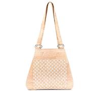 DeCarbonize Damen Handtasche aus Kork Schultertasche Kleine Daypack Nachhaltig Vegan Leder Tote Tragetasche Korktasche (Weiß Blumen)