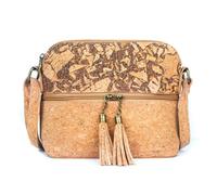 DeCarbonize Damen Handtasche Fusion aus Kork und Kaffeebohnen Recycelte Naturprodukt Vegan Leder Nachhaltig Korktasche Schultertasche Braun M (Mediterreanean Café)