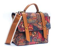 DeCarbonize Kork Handtasche Damen Mini Kurier Vintage-Design, Crossbody, Henkeltasche Vegan Leder Nachhaltig (terracotta Bohemian)