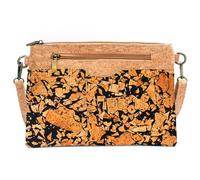 DeCarbonize Umhängetasche aus Kork Unterarmtasche mit abnehmbaren Riemen Vegan Leder Nachhaltig (Café Vienna)