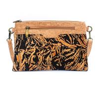 DeCarbonize Umhängetasche aus Kork Unterarmtasche mit abnehmbaren Riemen Vegan Leder Nachhaltig (Parisian Café)