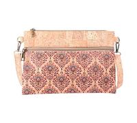 DeCarbonize Umhängetasche Fusion aus Kork und Kaffeebohnen Recycelte Naturprodukt Unterarmtasche mit abnehmbaren Riemen Vegan Leder Nachhaltig (Lotusmuster)