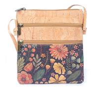 DeCarbonize Umhängetasche Handytasche aus Kork Crossbody Vegan Leder Nachhaltig Braun S (Muster3)