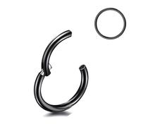 Decentraland 1 STÜCK 16G Schwarz Durchmesser 9mm Septum Scharnier Nasenring Tragus Orbitalknorpel Schmuck 316L Edelstahl Hypoallergen Ohrring Conch Ring Piercing Schmuck für Frauen und Männer