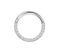 Decentraland 1 Stück 16G Silber Durchmesser 8 mm 316L Edelstahl Nasensegmentringe Hoop mit Zirkon Scharnier Septum Clicker Ring Helix Knorpel Tragus Piercing Schmuck für Frauen und Männer