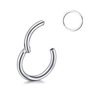 Decentraland 1 STÜCK 16G Silber Durchmesser 9mm Septum Scharnier Nasenring Tragus Orbitalknorpel Schmuck 316L Edelstahl Hypoallergen Ohrring Conch Ring Piercing Schmuck für Frauen und Männer