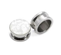 Decentraland 2 Stück 22mm(7/8") Edelstahl weiße Muschel-Opal-Muschel-Ohrtunnel, Schraub-Ohrmessgeräte, Keilkörper-Piercing-Schmuck für Damen und Herren