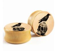 Decentraland 2 Stücke Holz Schädel Ohr Messgeräte Ohrstöpsel Keil Expander Piercing Schmuck 00g(10mm)