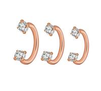 Decentraland 3 Stück Zirkon 1.2 mm(16 G) Rosegold Hufeisenförmig Septum Nasenpiercing Ring Nasenring Nostril Studs Helix Körper Piercings Knorpel Schmuck Titanstahl Edelstahl für Frauen 8/10/12 mm