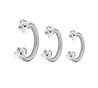 Decentraland 3 Stück Zirkon 1.2 mm(16 G) Silber Hufeisenförmig Septum Nasenpiercing Ring Nasenring Nostril Studs Helix Körper Piercings Knorpel Schmuck Titanstahl Edelstahl für Frauen 8/10/12 mm