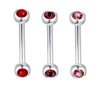 Decentraland 3Stück Kugel förmiger Zirkon 1.2mm (16G) Helix Bauchnabelpiercing Lippenpiercings Bananabells Pircingssets Ohr Studs Retainers Körper Piercing Schmuck Titan Edelstahl 8mm Rot/Lila/Rosa