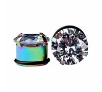 Decentraland Blau 2 Stück Edelstahl O Ohrmessgeräte Kubische Zirkonia-Tunnel Ohren Schraubverschluss Körperpiercing-Schmuck 12mm（1/2"）