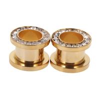 Decentraland Gold und Transparent 2 Stück Edelstahl O Ohrmessgeräte Tunnel Ohren Schraubverschluss Körperpiercing-Schmuck 12mm（1/2"）