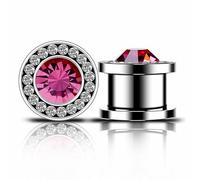Decentraland Rosa 2 Stück Edelstahl O Ohrmessgeräte Kubische Zirkonia-Tunnel Ohren Schraubverschluss Körperpiercing-Schmuck 10mm（00g）