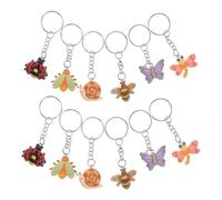 DECHOUS 12 Stück Kleiner Insekten Schlüsselanhänger Kunststoff Bunte Cartoon Anhänger für Rucksackdeko Leichter Insekten Schlüsselanhänger als Partygeschenk