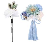 DECHOUS 2 Stück Braut Haarkamm mit Blumenquaste Japanischer Stil Haarnadel Leichter Hochzeitskopfschmuck für Frauen Eleganter Haarschmuck für Besondere Anlässe