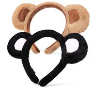 DECHOUS 2 Stück Flauschige Plüsch Haarreifen mit Bärenohren Elastisches Tierstirnband für Cosplay Partys und Fotos mit Freunden in Verschiedenen Farben