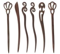 DECHOUS 6 Stück Haarnadeln Damen aus Ebenholz Handgefertigt Retro Haarstäbchen Chinesischer Stil Holz Haarschmuck für Dutt und Chignon Zufälliger Stil