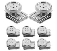 DECHOUS 8 Stück Verstellbare Hosenträgerknöpfe aus Weißem Metall Nahtlose Verschiebbare Knopfclips für Herren und Damenhosen Ersatzknöpfe für Jeans und Hüte ohne Nähen