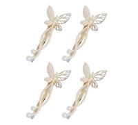 DECHOUS Perlen Schmetterlings Haarspangen 4 Stück Damen Hochzeit Party Braut Haarklammern Elegante Frisuren Clips
