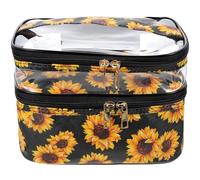 DECHOUS PVC Kosmetiktasche mit Henkel Transparente Doppellagige Make Up Tasche Leichte Reise Kulturbeutel für Frauen Tragbarer Hautpflege Organizer mit Reißverschluss