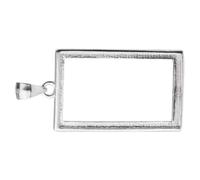 DECHOUS Quadratischer Lünetten Anhänger 12x16mm aus 925 Stück Silber Offener Hohlrahmen Charm Rohling für Schmuckherstellung und Selbstgemacht Charme Armband