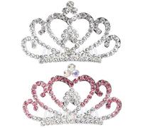 DECHOUS Strass Tiara mit Kamm für Kinder Glänzender Haarschmuck aus Metall und Steinen 2 Stück für Partys Fotoshootings und Geburtstage