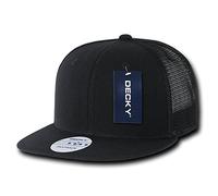 Decky Unisex Baseballkappe mit 6 Paneelen, Schwarz 6 Panel Flat Bill Trucker